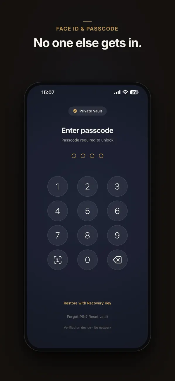 Private Vault lock screen